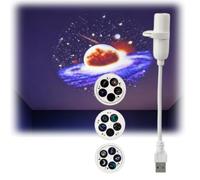 2-in-1 Galaxy Projector Night Light with 3 Sliding Projection Films,USB Starry Sky Night Light Projector,360 Rotation Mini LED Wall Projection Lamp for Bedroom,Car,Room Decor