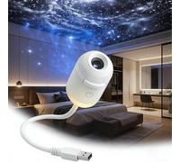 2 in 1 Galaxy Star Projector Night Light, 360° Rotatable Sky Projector with 3 Projection Films, Adjustable Brightness USB Lamp for Bedroom Car Decor, Energy Class A