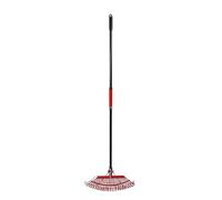 2 in 1 Garden Broom with Pick Up Clip, 25 Steel Teeth and Aluminium Handle, Red and Black