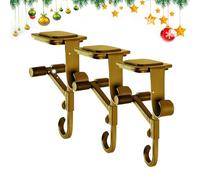 2-in-1 Garland and Stocking Hanger, Adjustable Heavy Duty Brick Holders with Dual Hooks, Christmas Mantle Hanger, for Christmas Stocking & Holiday Garland Gold 3PCS