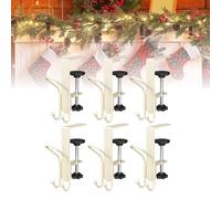 2 in 1 Garland and Stocking Mantel Holders with 2 Hooks, 6 Pcs Adjustable Mantel Hanger for Garland, 2 in 1 Mantle Hangers Heavy Duty, No Drill Fireplace Garland Hanger