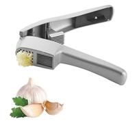2 in 1 Garlic Crusher, Professional Stainless Steel Garlic Press with Non-Slip Handle, with Garlic Peeler and Cleaning Brush, Dishwasher Safe, Strong and Durable