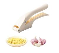 2 in 1 Garlic Slicer and Garlic Press, Multipurpose Garlics Press and Slicer, Stainless Steel Durable Plastic, Good for Home Cooks Professional Chefs, Easy to Use & Clean (White)