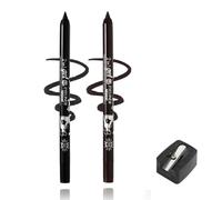 2-in-1 Gel Eyeliner Pencil Set in Black and Brown - Professional Waterproof Smudge-Resistant Long-Lasting Eye Liner with Sharpener for Precise Makeup, Waterline Definition & Winged Looks