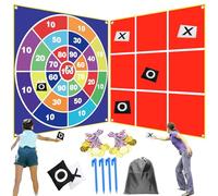2 in 1 Giant Tic Tac Toe & Bean Bag Toss Games Outdoor,4.5FTx4.5FT Double-Portable Tic Tac Toe Bean Bag Toss with 10pcs Bean Bag,Large Outdoor Lawn Yard Backyard Carnival Easter Party Field Day