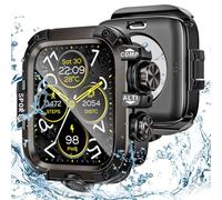 [2 in 1] Goton Case for Apple Watch Series 10 (2024) 46mm with Tempered Glass Screen Protector Waterproof Cover, 360° Protective Rugged Metal & PC Bumper for iWatch, 46mm Black