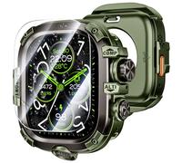 [2 in 1] Goton Case for Apple Watch Ultra 2 Ultra 49mm with Tempered Glass Screen Protector Waterproof Cover, 360° Protective Rugged Metal & PC Bumper for iWatch, 49mm Green