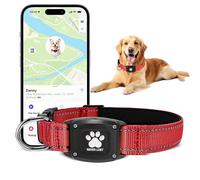 2-in-1 GPS Tracker for Dogs, Reflective Waterproof Smart Collar - No Monthly Fees, Unlimited Range, Compatible with Apple Find My (iOS-Only), Ideal for Small, Medium Large Dogs(Burgundy,Medium)