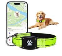 2-in-1 GPS Tracker for Dogs, Reflective Waterproof Smart Collar - No Monthly Fees, Unlimited Range, Compatible with Apple Find My (iOS-Only), Ideal for Small, Medium Large Dogs(Light Green,Small)
