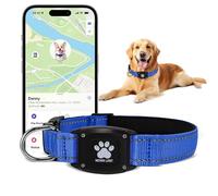 2-in-1 GPS Tracker for Dogs, Reflective Waterproof Smart Collar - No Monthly Fees, Unlimited Range, Compatible with Apple Find My (iOS-Only), Ideal for Small, Medium Large Dogs(Dark Blue,X-Small)