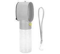 2 in 1 Grain Food Feeder Water Cup, Pet Travel Water Bottle Feeder, Portable Pets Water Bottles with Anti - Leakage Buckle Design, U - Shaped Groove Feeding Tank for Dogs Cats, Inc (Grey)