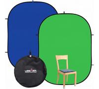 2-in-1 Green Screen Background 1.5m x 2m/4.9ft x 6.6ft Pop Up Blue Backdrop | Reversible Greenscreen Back Drop, Collapsible Chromakey Background Kit for Gaming, Photo Studio, Stream, Chromakey