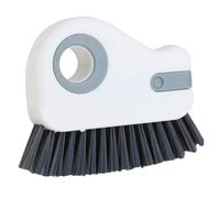 2 in 1 Groove Cleaning Brush, Grout Cleaner Tool & Multifunction Window Track Cleaner (with Hidden Scraper or Mini Dustpan) - for Glass Door Tracks, Window Sills, Sliding Doors (Gray)