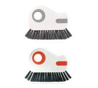 2-in-1 Groove Cleaning Brush Window Track Cleaning Tool,2Pcs Multifunctional Grout Cleaning Brush with Hard Bristles and Hidden Scraper,Cleaner Grip Brush for Sliding Door Tracks,Window Seal