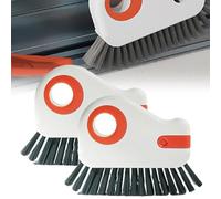 2 in 1 Groove Cleaning Brush Window Track Cleaning Tools,Multifunction Hard Bristle Crevice Cleaning Brush with Hidden Scraper, Grout Cleaner Grip Brush for Sliding Door Track (2PCS, Orange)