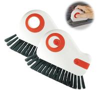 2 in 1 Groove Cleaning Brush Window Track Cleaning Tools Multipurpose Hard Bristle Crevice Cleaning Brush with Hidden Scraper, Shutter Door Window Track Kitchen Cleaning Kit (Orange-2pcs)