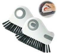2 in 1 Groove Cleaning Brush Window Track Cleaning Tools Multipurpose Hard Bristle Crevice Cleaning Brush with Hidden Scraper, Shutter Door Window Track Kitchen Cleaning Kit (Gray-2pcs)