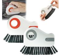 2 in 1 Groove Cleaning Brush Window Track Cleaning Tools Multipurpose Hard Bristle Crevice Cleaning Brush with Hidden Scraper, Shutter Door Window Track Kitchen Cleaning Kit (Gray+Orange)
