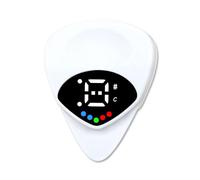 2 In 1 Guitar Tuner and Guitar Pick,Digital Guitar Pick with LED Screen Display, 0.6mm Guitar Pick Plectrum with 12 Equal Temperaments Musical Note, Efficient Tuning,Guitars Gifts(White,1pc