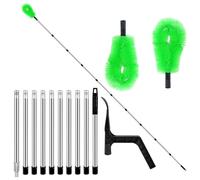 2-in-1 Gutter Cleaner Kit 4M/13FT Extend Telescopic Roof Gutter Cleaning Extension Tools Kit with 2 Gutter Brushes & A Leaf Shovel for Removes Leaf Debris, Spider Webs from Villas, Ditch, Gardens
