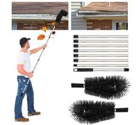 2-in-1 Gutter Cleaning Tools,8 Pole Gutter Cleaning Brush Roofing Tool,Extendable Gutter Cleaning Brush Tools,310CM Telescopic Gutter Cleaner for Cleaning Leaves Debris Window & Gutter (Black)