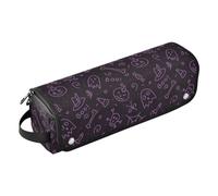 2 in 1 Hair Tools Organizer and Heat Resistant Mat Double-Layer Travel Carrying Case for Flat Iron Hot Tools and Haircare Accessories, Happy Halloween Purple Skulls Doodle Travel Bag for, Happy