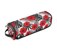 2 in 1 Hair Tools Organizer and Heat Resistant Mat Large Capacity Hair Tool Organizer for Flat Iron Hot Tools and Haircare Accessories,Hibiscus Flower Hawaii Tropical Leaves Portable Travel
