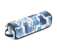 2 in 1 Hair Tools Organizer and Heat Resistant Mat Large Hair Straigheners Travel Case for Flat Iron Hot Tools and Haircare Accessories, Sweet Russian Bluecats White Portable Travel Essentials