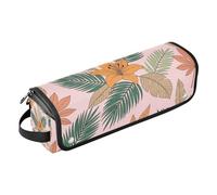 2 in 1 Hair Tools Organizer and Heat Resistant Mat with Zipper Large Capacity Hair Tool Organizer for Hot Tools Curling Iron Flat Irons Volumizer Styler Tropical Plant Trave Case for Women