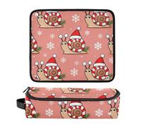 2 in 1 Hair Tools Organizer and Heat Resistant Mat with Zipper Large Capacity Hair Tool Organizer for Hot Tools Curling Iron Flat Irons Volumizer Styler Merry Christmas Snail Pink Trave Case