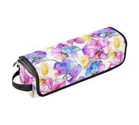 2 in 1 Hair Tools Organizer and Heat Resistant Mat with Zipper Waterproof Portable Open Flat Travel Bag for Flat Irons, Straighteners, Curling Irons, Wildflower Orchid Flower Travel Accessory