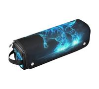2 in 1 Hair Tools Organizer with Heat Resistant Mat Carrying Case Flat Curling Iron Waterproof Organizer for Flat Iron Hot Tools and Haircare Accessories, Blue Dinosaur