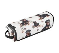 2 in 1 Hair Tools Organizer with Heat Resistant Pad Dustproof Travel Hair Straightener Bag for Flat Iron Hot Tools and Haircare Accessories, Sweet Rottweiler Dogs White Hair Accessories