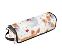 2 in 1 Hair Tools Organizer with Heat Resistant Pad Hair Tools Organizer Storage Bag for Curling Iron Straightener Flat Hair Dryer, Cute Cartoon Puppy Dog White Travel Bag for Hair Tools