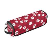 2 in 1 Hair Tools Organizer with Heat Resistant Pad Hair Tools Organizer Storage Bag for Hot Curling Iron Flat Irons Volumizer Styler Checkered Red Buffalo Plaid Dog Paw Travel Bag for