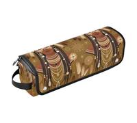 2 in 1 Hair Tools Organizer with Heat Resistant Pad Indian Native American White Wolf Vintage Portable Travel Carrying Case for Curling Iron Straightener Flat Hair Dryer Travel Bag for Tools