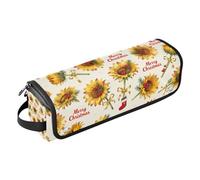 2 in 1 Hair Tools Organizer with Heat Resistant Pad Large Capacity Hair Tool Organizer for Flat Irons, Straighteners, Curling Irons, Merry Christmas Yellow Sunflower Travel Accessory