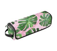 2 in 1 Hair Tools Organizer with Heat Resistant Pad Portable Hair Styling Tool Organizer for Straigheners, Curling Iron, Hair Dryer, Green Tropical Leaves Portable Travel Essentials