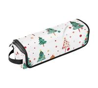 2 in 1 Hair Tools Organizer with Heat Resistant Pad Removable Hair Styling Accessories Organizer for Straigheners, Curling Iron, Hair Dryer, Circles with Christmas Elements on White