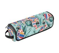 2 in 1 Hair Tools Organizer with Iron Mat Portable Hair Styling Tool Organizer for Flat Iron Hot Tools and Haircare Accessories, Cartoon Fashion Statue of Liberty