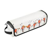 2 in 1 Hair Tools Organizer with Removable Heat Resistant Mat Waterproof Flat Curling Irong Travel Organizer for Straigheners, Curling Iron, Hair Dryer, Red Ants Carrying Food