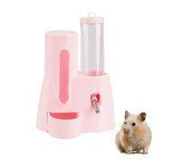 2 in 1 Hamster Water Bottle - Automatic Feeder Food Water Dispenser, Freestanding Cage Feeder with Food Bowl for Small Animals Like Gerbil, Rat, or Rabbit, Guinea Pig Water Bottle, Pink