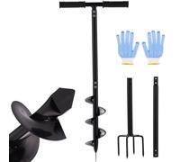 2-in-1 Hand Auger Drill Spiral Drill for Planting, 44 Inch Post Hole Excavator Manual Auger Drill for Fence Posts, Sand, Flower, Seedlings, Tree, Mailbox, Manual