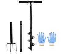 2 in 1 Hand Drill Auger Post Hole Digger - 44.5 inch Manual Garden Spiral Drill Planter for Bulb, Flower, Seedlings, Bedding Plants, Fence Post Auger for Trees, Mailbox, Deep Cultivating.