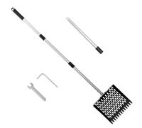 2 in 1 Heavy Duty Chicken Poop Scooper, Iron and Rubber Cat Litter Scoop with Adjustable Long Handle for Cleaning Goat Pen and Stable