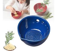 2 in 1 Herbe Stripper Bowl | Garlic Grater Bowl and Herbe Stripper with 5 Hole Sizes and Drainage Port | Multi-Functional Kitchen Grater Plate Tools for Ginger Vegetable Kale Thyme Basil Kitchen
