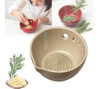 2 in 1 Herbe Stripper Bowl | Garlic Grater Bowl and Herbe Stripper with 5 Hole Sizes and Drainage Port | Multi-Functional Kitchen Grater Plate Tools for Ginger Vegetable Kale Thyme Basil Kitchen