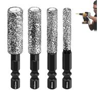 2-in-1 Hexagonal Shank Brazing Dry Drilling Specialized Hole Opener, 2-in-1 Hexagonal Shank Brazing Hole Opener, 6/8/10/12mm Diamond Hole Saw Kit for Electricians, Plumbers (Silver)