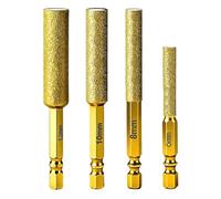 2-in-1 Hexagonal Shank Brazing Dry Drilling Specialized Hole Opener, 4Pcs Diamond Core Drill Bit Set 6/8/10/12mm, Hole Saw for Tile, Porcelain, Metal (Gold)