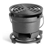 2-in-1 Hibachi Grill Outdoor, Pre-Seasoned Cast Iron, Tabletop MINI Portable Charcoal Grill for Camping - w/Draft Door, 2PCS Grates 6.3"